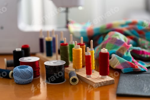 Preview: Colorful Sewing Supplies on Worktable