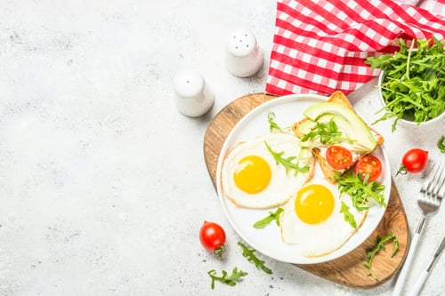 Preview: Healthy breakfast with egg, toast and salad