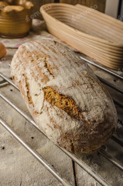 Preview: Homemade rustic bread, baked in oven