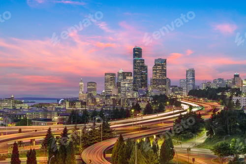 Preview: Seattle, Washington, USA Downtown Skyline and Highways