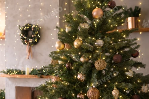 Preview: The interior of the Scandinavian-style living room, decorated for the Christmas holidays.