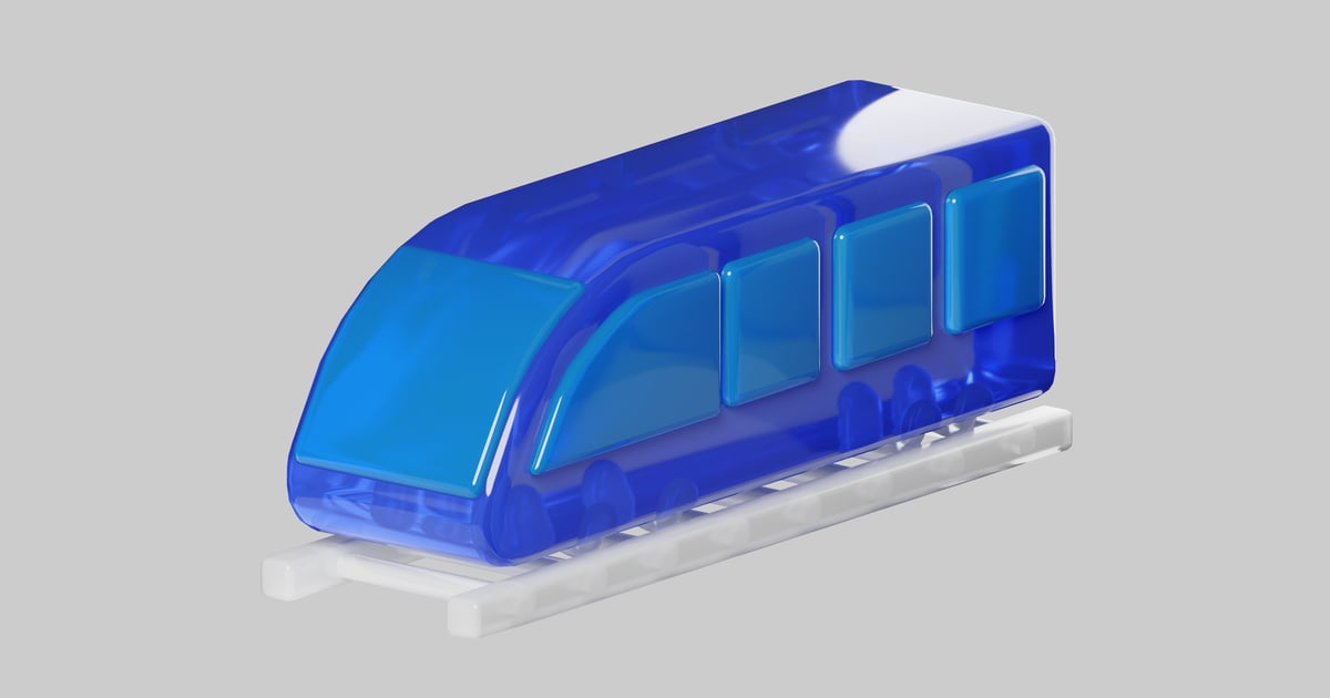 Translucent blue train on track 3D, Incl. adventure & explorer - Envato