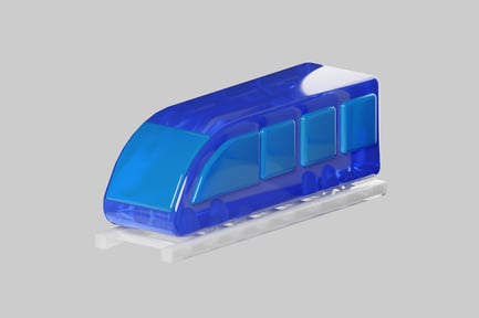 Preview: Translucent blue train on track