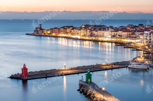 Preview: Evening view of Piran on Adriatic seashore, Slovenia