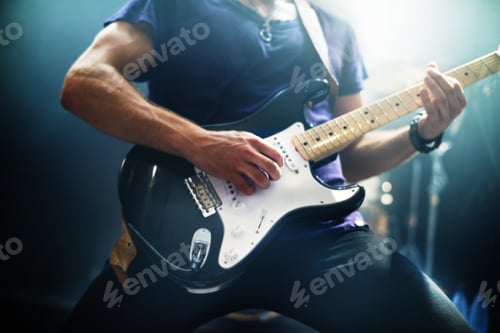 Preview: Musician Plays Electric Guitar on Stage Performance