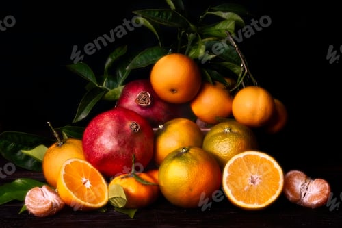 Preview: Beautiful composition of different fruits under dramatic lighting