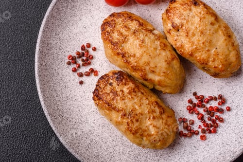 Preview: Delicious fresh fried minced fish cutlets with spices and herbs