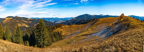 Preview: Beautiful forests covering the Carpathian mountains and a small village