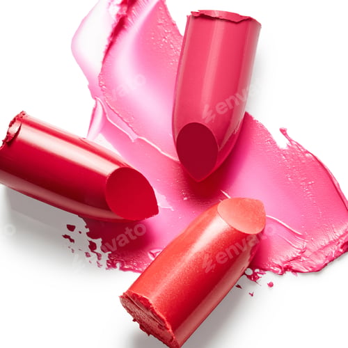 Preview: Closeup shot of colorful lipsticks on white