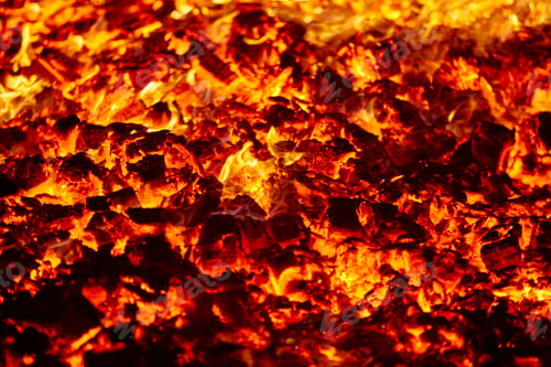 Preview: Fire. Volcano incandescent material. Hot charcoal bonfire. Carbon emissions