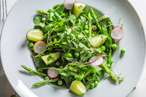 Preview: Closeup of homemade vegetarian salad with mix of vegetables
