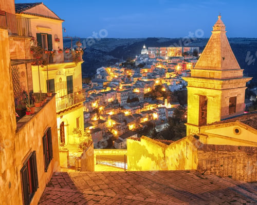 Preview: Sunset at the old baroque town of Ragusa Ibla in Sicily