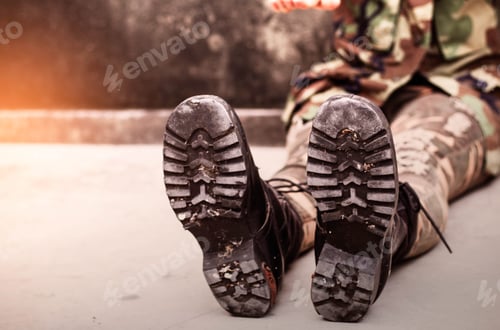 Preview: boots of soldiers with practicing