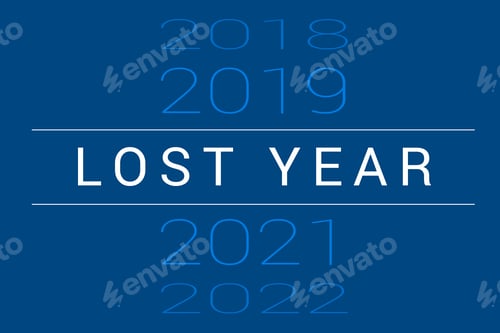 Visualização: Texto Ano perdido 2020 em fundo azul, conceito