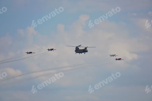 Preview: Bournemouth air festival on the gloomy sky background