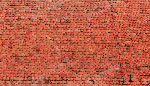 Preview: old German red vintage tiles in the village, present-day Poland