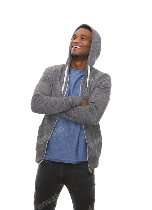 Preview: Handsome black man laughing with arms crossed