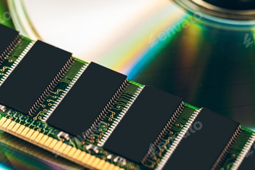 Preview: Green circuit board of a computer close up