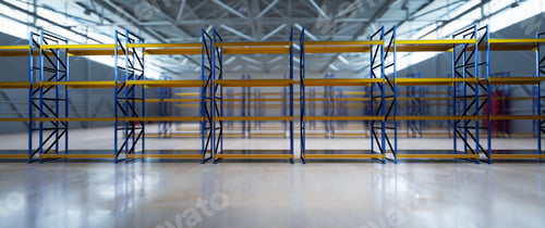 Preview: New empty warehouse for rent. Industrial storehouse, storage system