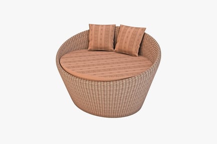 Preview: Wicker armchair with patterned cushions