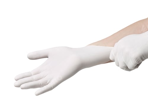 Preview: Putting On a White Protective Glove for Safety