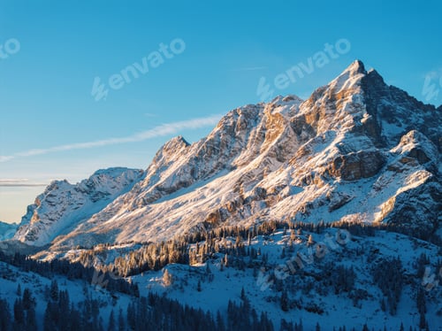 Preview: Aerial drone view of snow on the mountains in the Dolomites