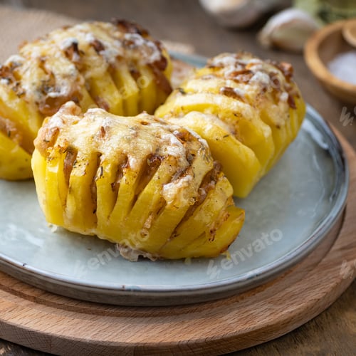 Preview: Homemade baked potato with bacon and cheese.