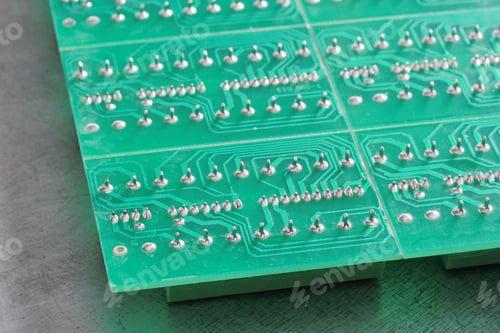 Preview: Electronic printed circuit board with many electrical components
