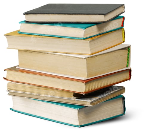 Preview: Pile of old books isolated on white