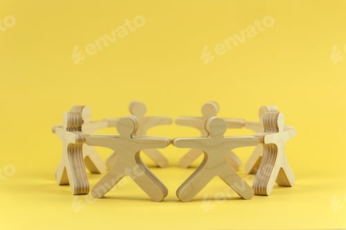 Preview: Business team people stand together in a circle. Brainstorming concept