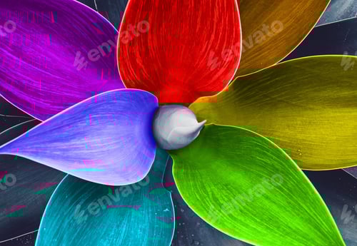 Preview: Abstract colorful leaves of agave painted in the rainbow colors, top view. The concept of tolerance