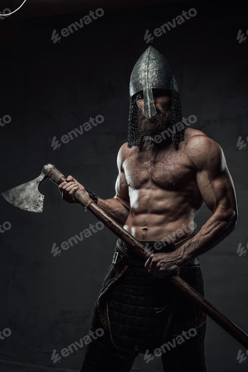 Preview: Nord warrior posing with his axe in dark background