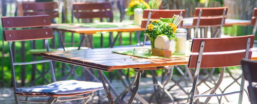 Preview: Cafe in germany empty table. Selective focus.