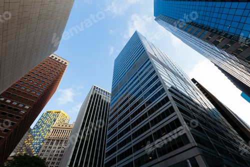 Preview: USA, New York City, skyscrapers at Downtown Manhattan early in the morning