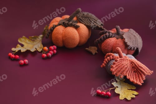 Preview: Knitted pumpkins top view