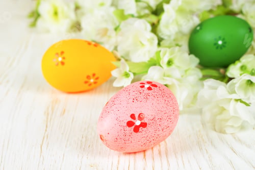 Preview: Colorful easter egg and flowering branch
