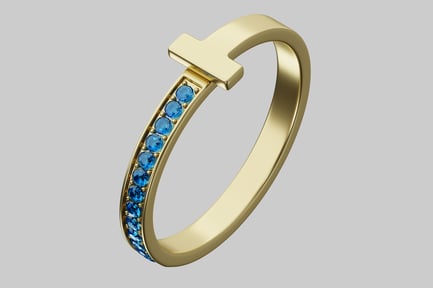 Vista previa: Anillo de oro con gemas azules