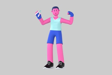 Preview: Cartoon character exercising hand grip