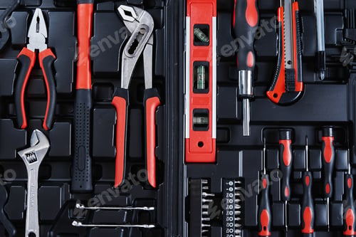 Preview: Toolbox with instruments for repair and maintenance, close up