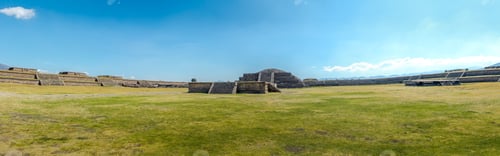Preview: Panoramic view of Citadel and Quetzalcoatl Pyramid at Teotihuacan Ruins - Mexico City, Mexico