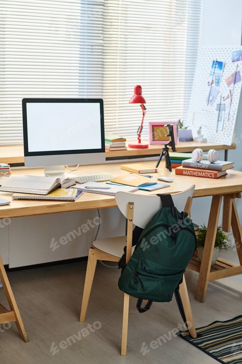 Preview: Workplace with computer in teen room