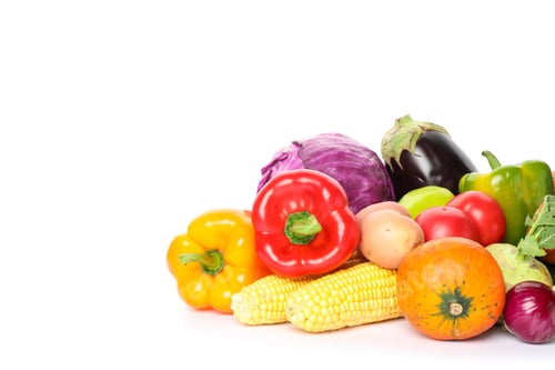 Preview: Composition with ripe vegetables isolated on white background