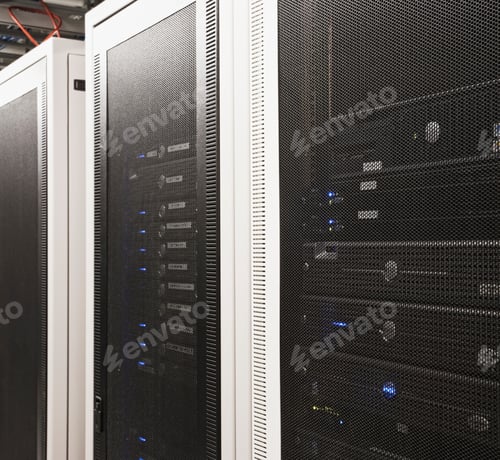 Preview: Computer servers in cabinets.