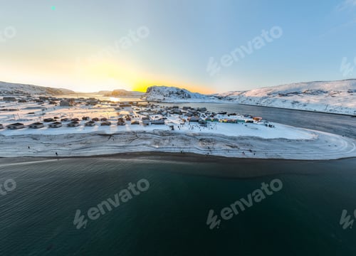 Preview: Teriberka village, Arctic Ocean and sunset