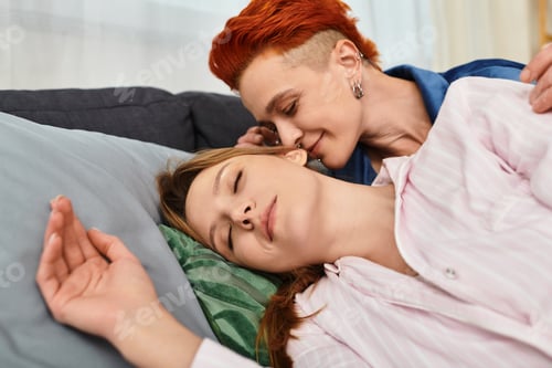 Preview: Love and togetherness shine in a modern bedroom of a vibrant lesbian couple