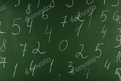 Preview: Arithmetic numbers on green school chalkboard