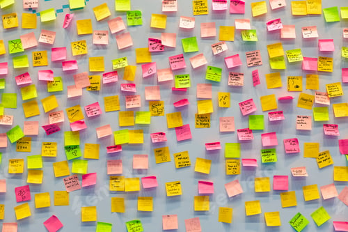 Preview: Several memo post notes on a blackboard. Reminder