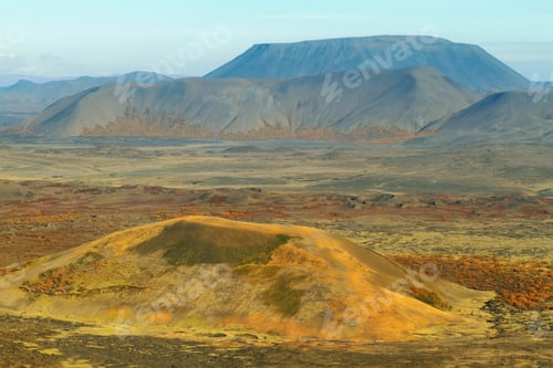 Preview: Aerial view of mountains and volcanic landscape