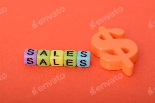 Preview: Alphabet beads with text SALES. Sales refer to the process of selling products or services