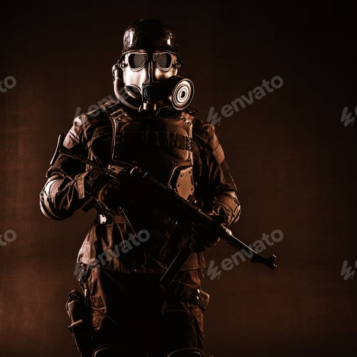 Preview: Futuristic nazi soldier studio shot